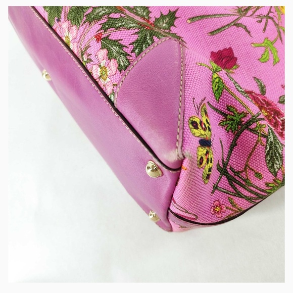GUCCI Rare Vintage Flora Lesa Pink Tote Bag - Picture 5 of 13